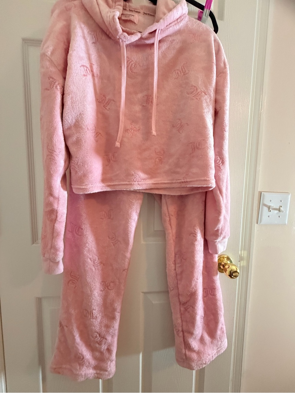 Juicy Couture Pink Plush Hooded Pajama Set for Kids